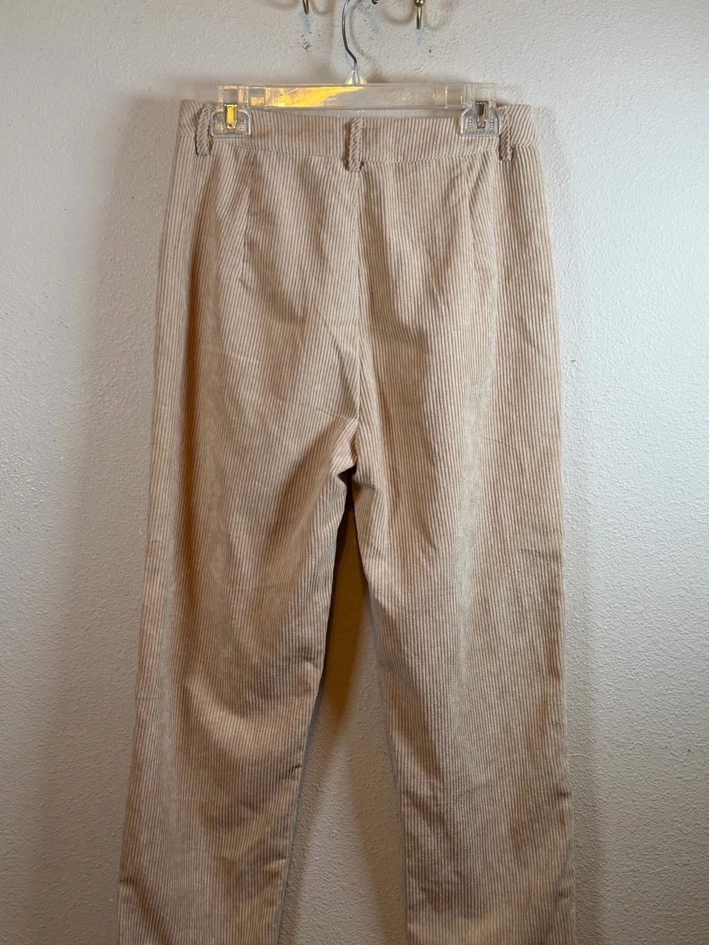 SHEIN Corduroy Straight-Leg Pants in Beige. Size M